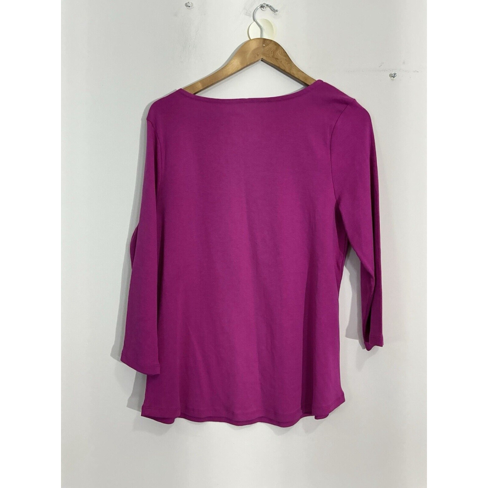 Womans Charter Club Pink 3/4 Sleeve T Shirt Large Supima Cotton - Picture 2 of 9